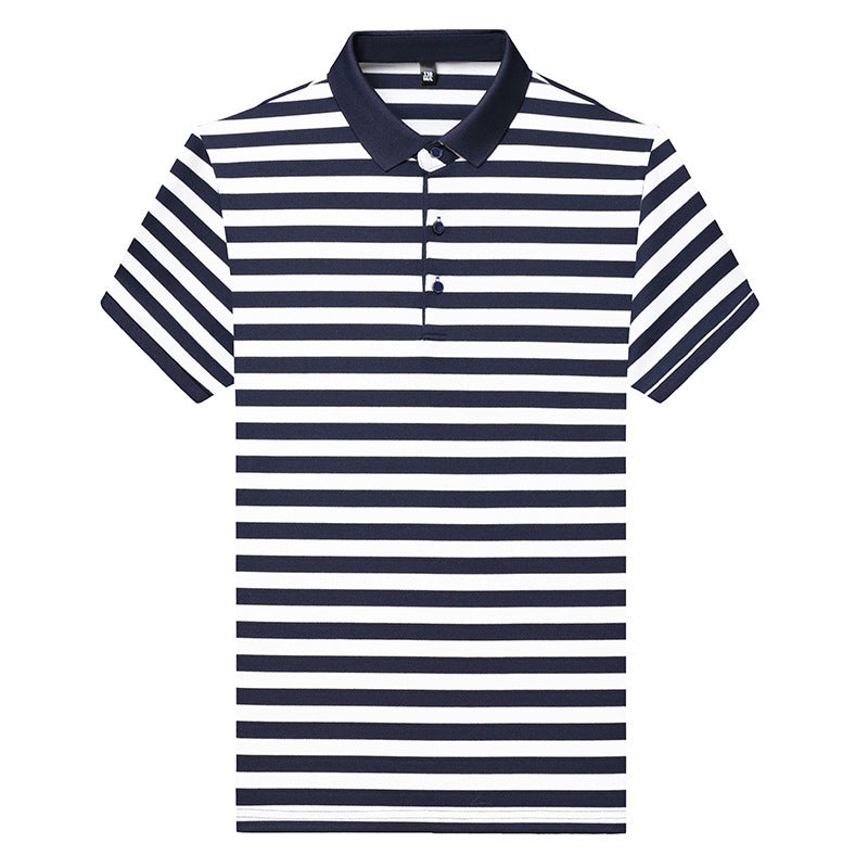 Striped Short-sleeved T-shirt Men's Young And Middle-aged Business