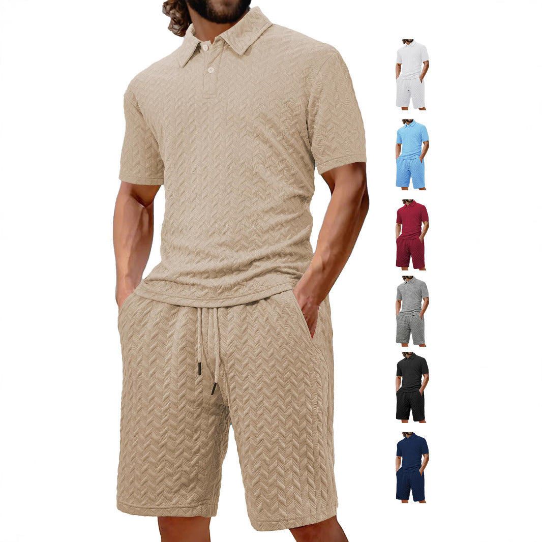 Summer Lapels Casual Short Sleeve Men's Shirt Suit