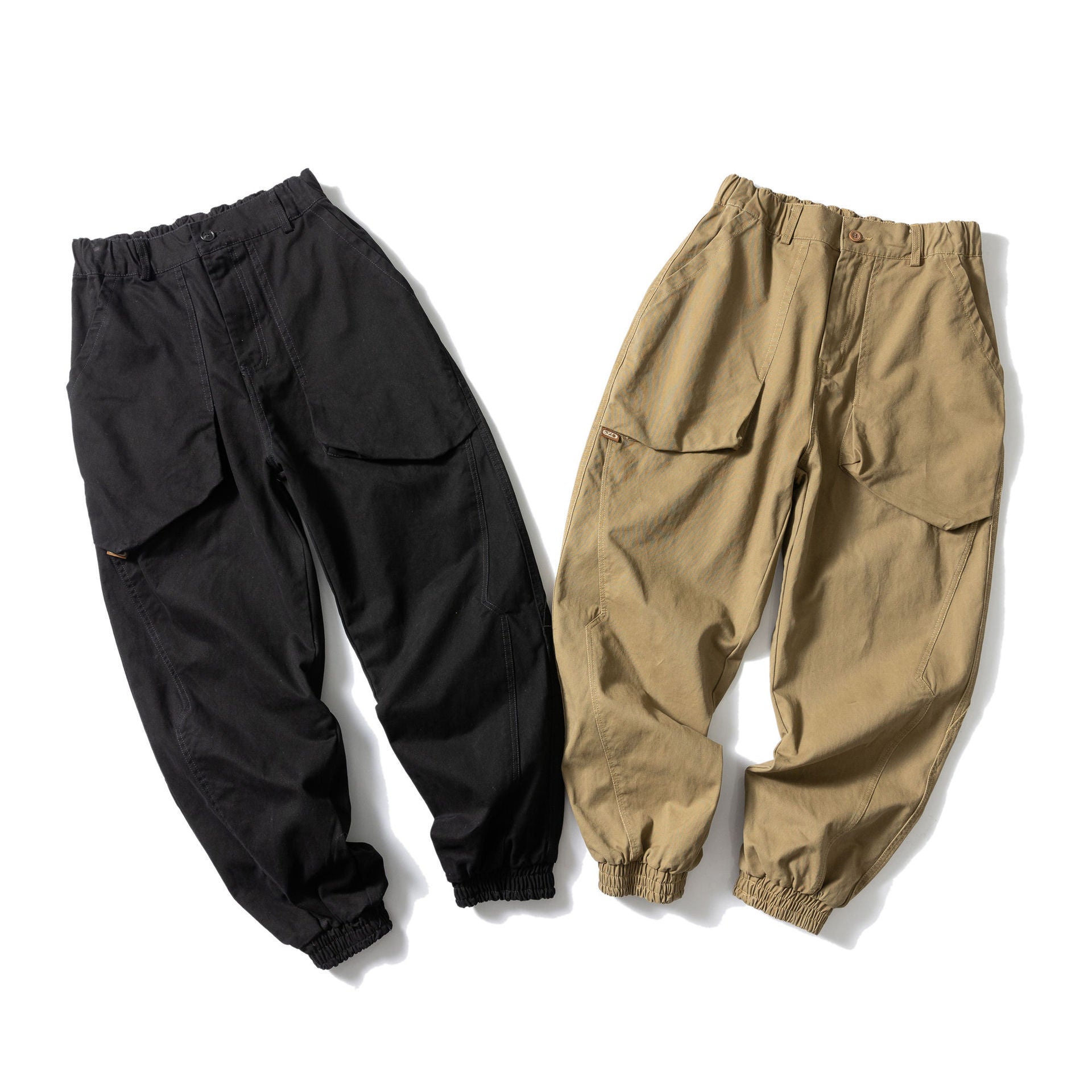 Solid Color Large Pocket Tapered Casual Pants