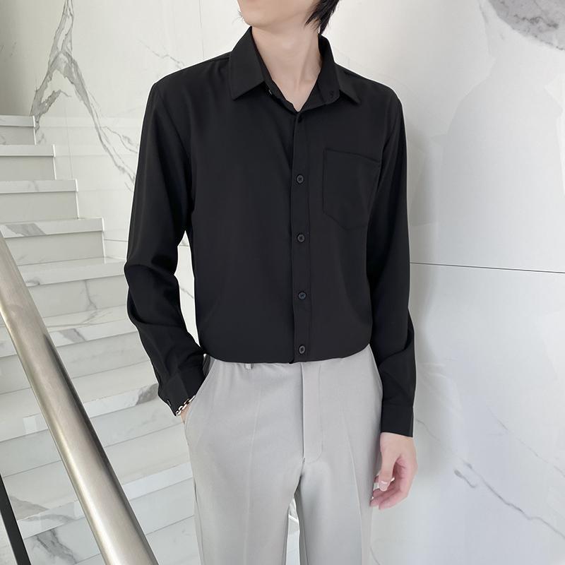 Shirt Men's Wine Red Long Sleeve Slim Fit Business