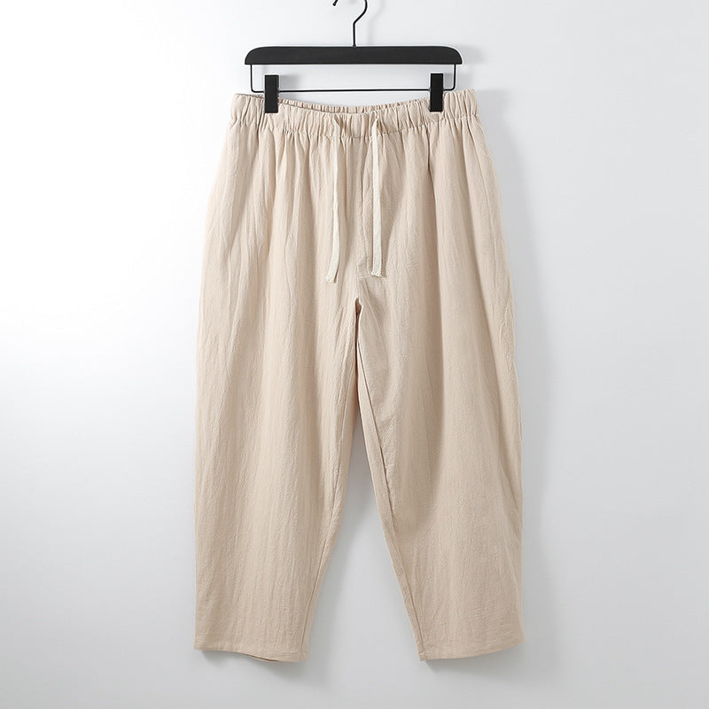 Loose Linen Ankle-length Pants For Men