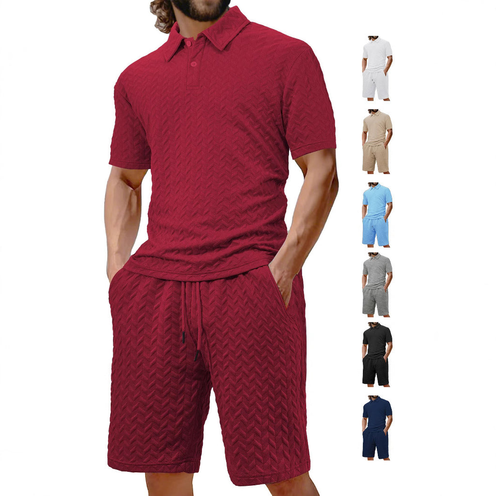 Summer Lapels Casual Short Sleeve Men's Shirt Suit