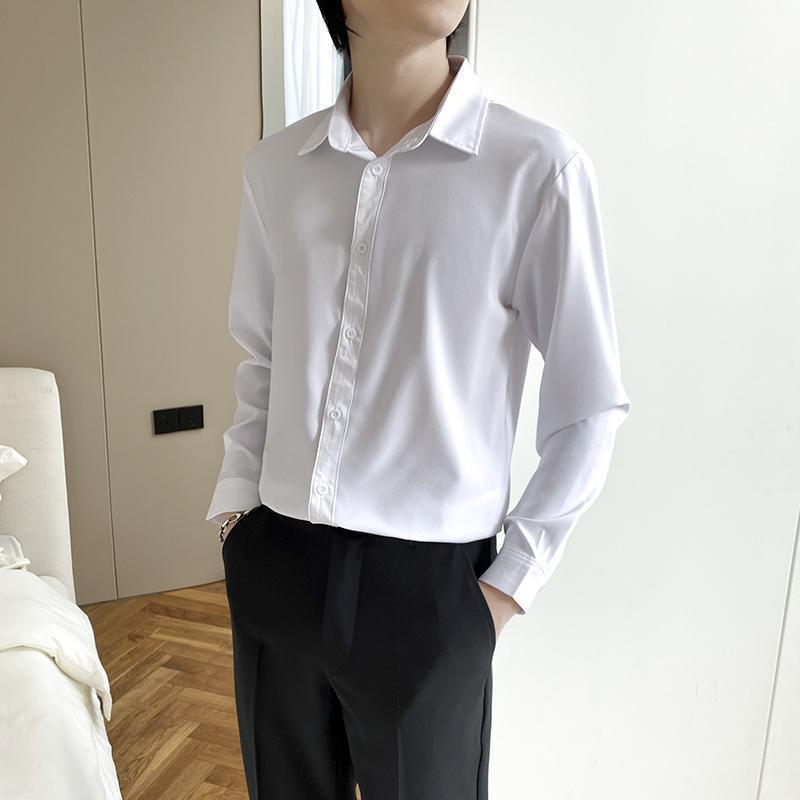 Shirt Men's Wine Red Long Sleeve Slim Fit Business