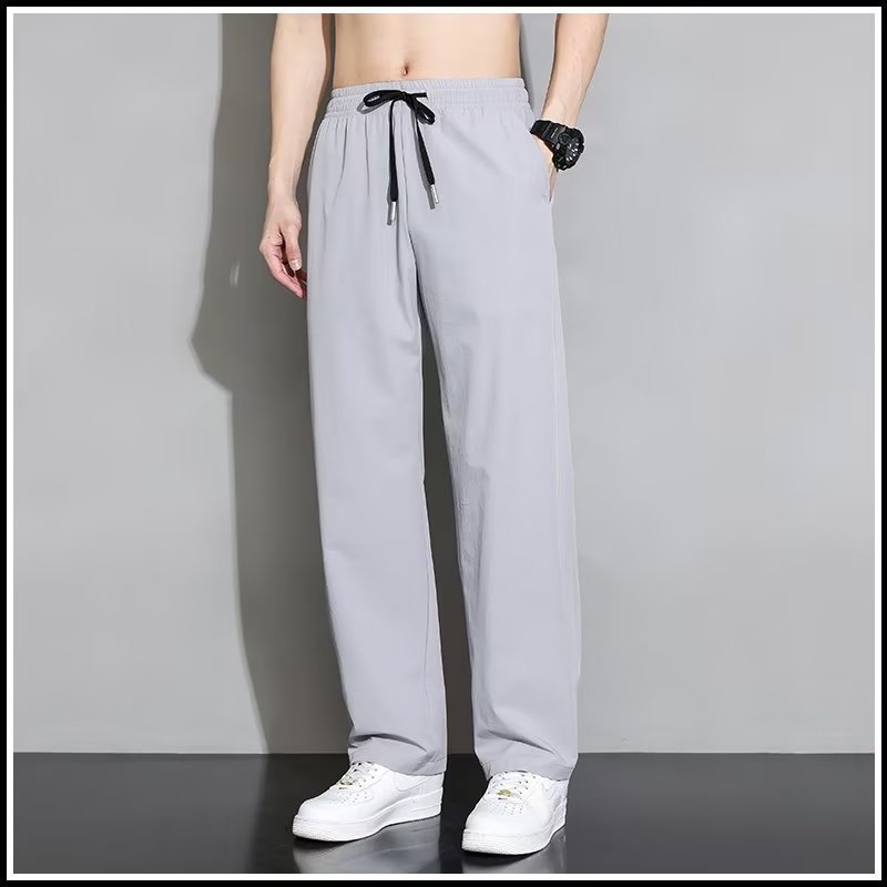 Straight Draping Effect Elastic Waist Quick-drying Casual Pants