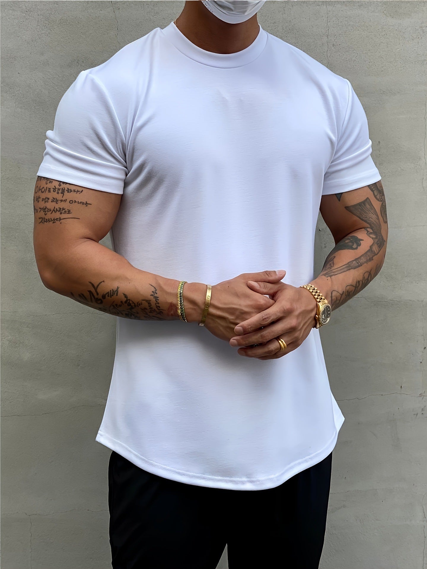 Men's Simple All-match Pure Cotton Solid Color Short Sleeve