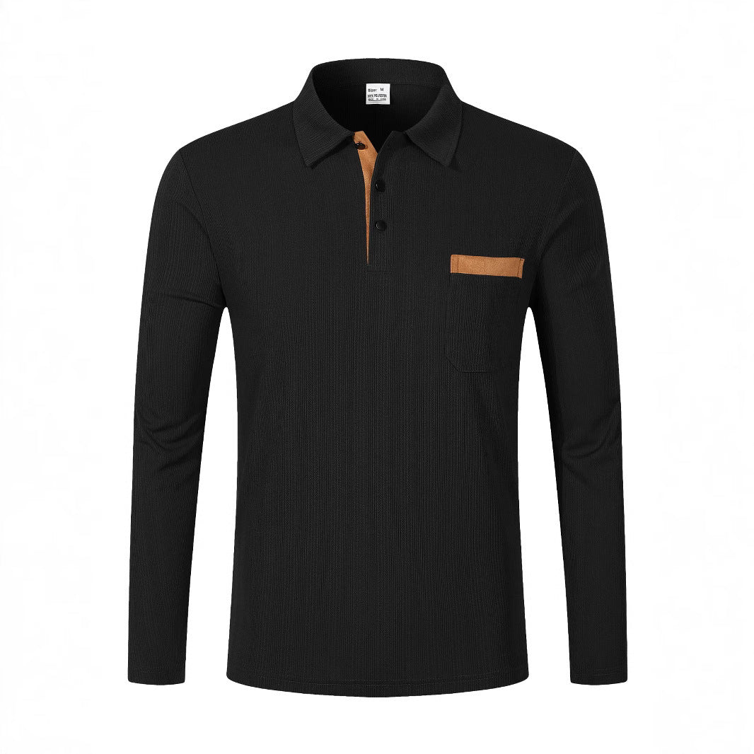 Sports Long Sleeve Lapel Men's Polo Shirt
