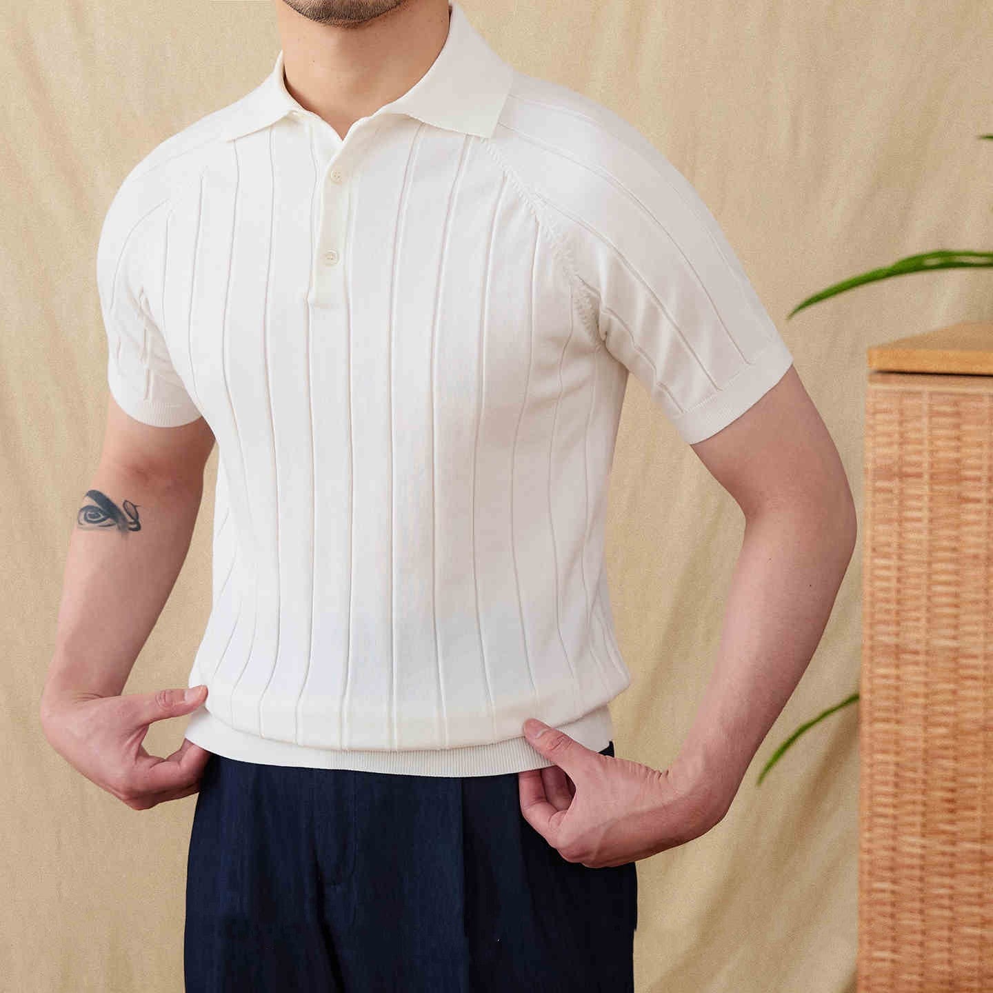 All-matching Slim Fit Sunken Stripe Knitwear