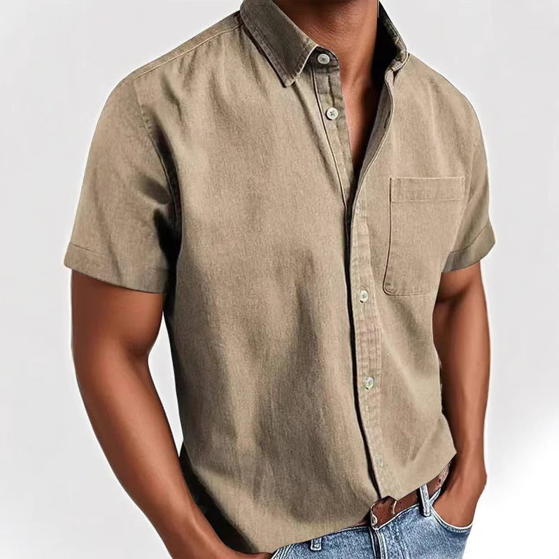 Single-breasted Shirt Men's Short Sleeve