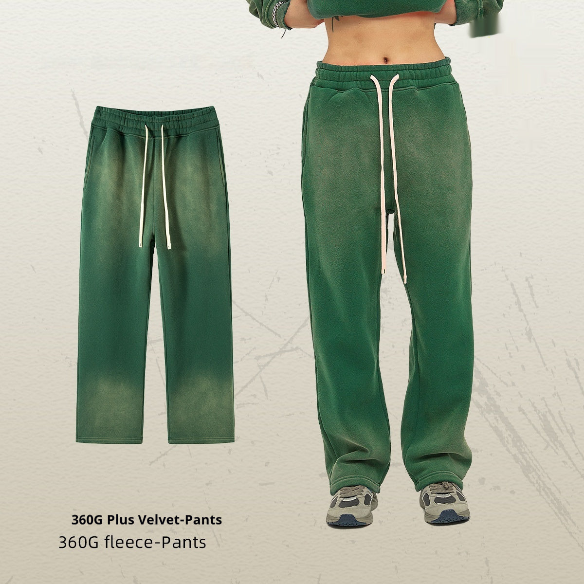 Spray Dyed Distressed Men's Trousers Bright White Washed And Worn Casual Pants