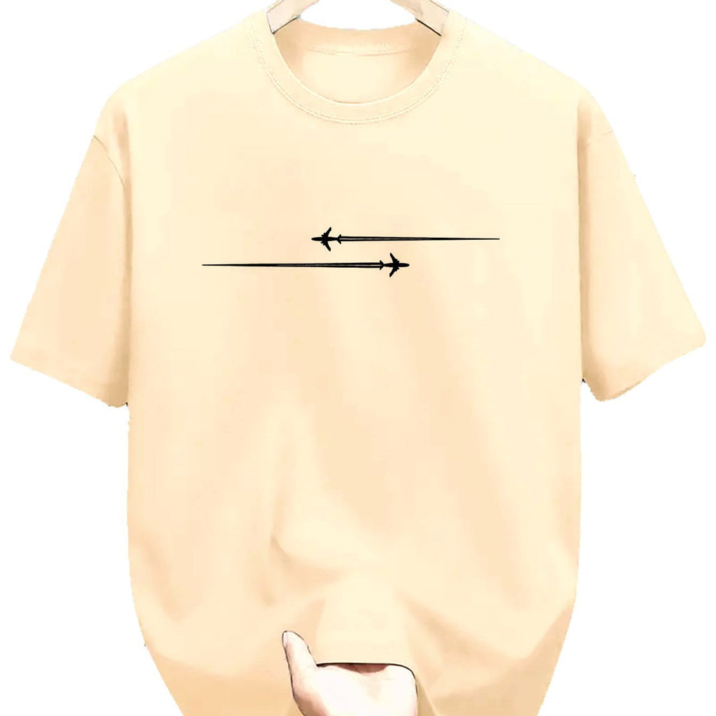 Pattern Printed Comfortable Sports Round Neck T-shirt