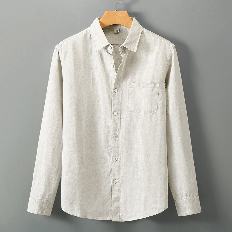 Linen Shirt Men's Long Sleeve Loose Thin Casual
