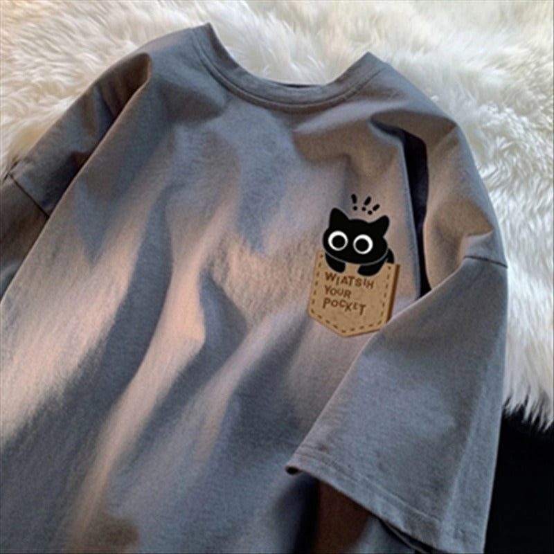 Printed All-matching Heavy Cotton T-shirt