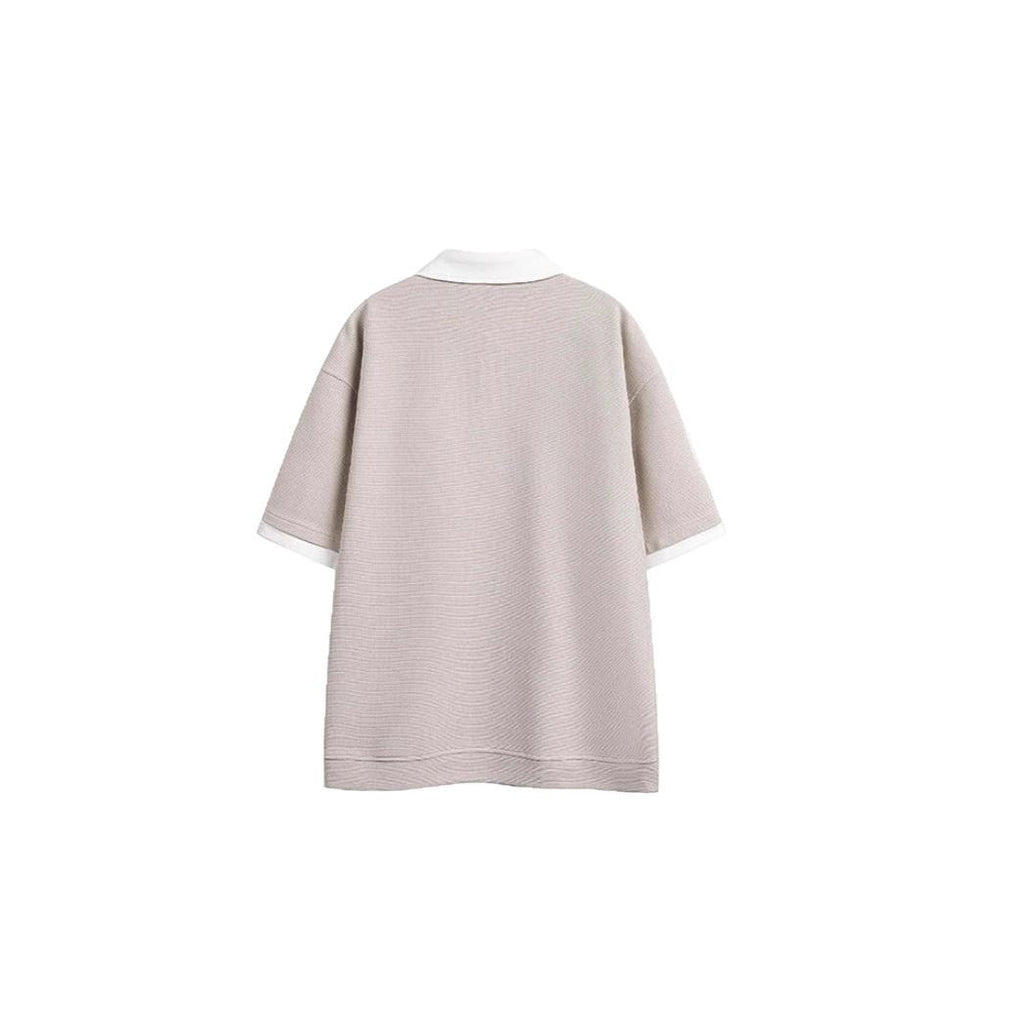 Men's False Two Pieces Shirt Collar Color Matching Short Sleeve T-shirt
