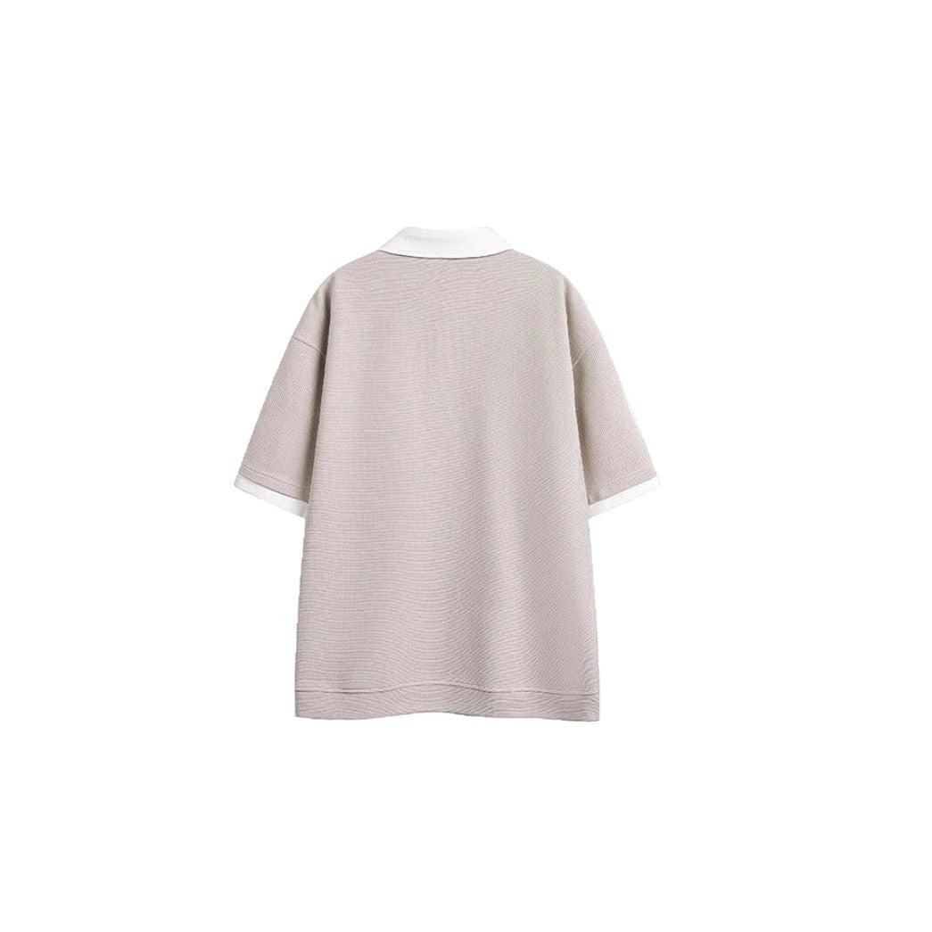 Men's False Two Pieces Shirt Collar Color Matching Short Sleeve T-shirt