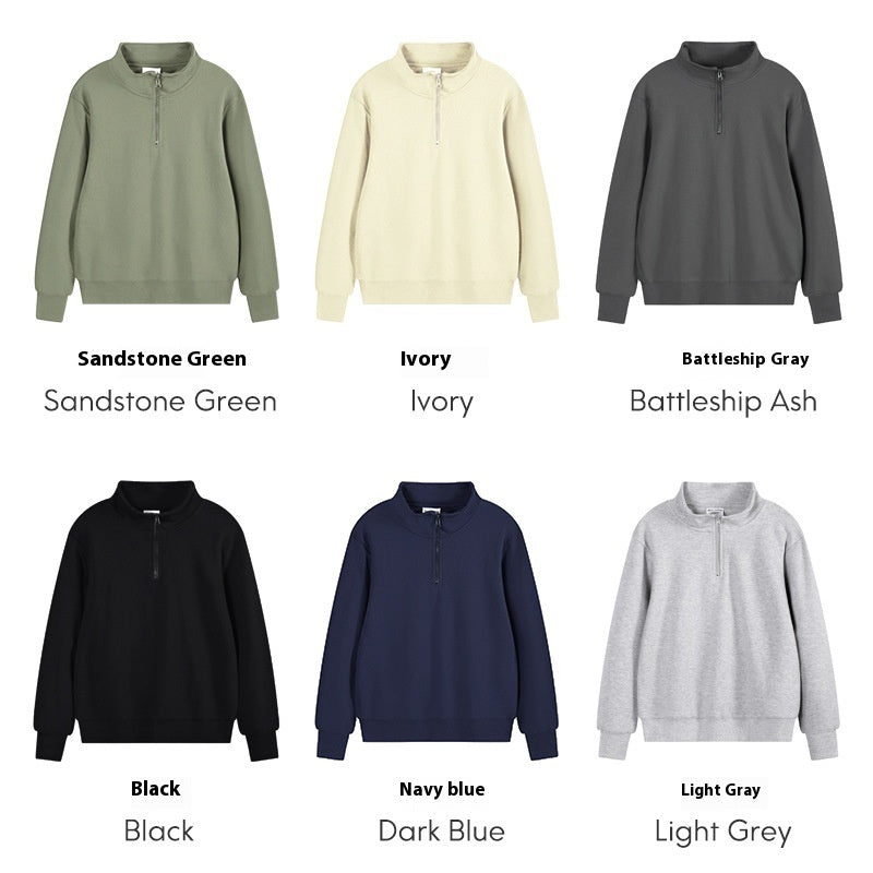 Heavy Pearl Air Layer Semi-access Control Zipped Stand Collar Sports Sweater