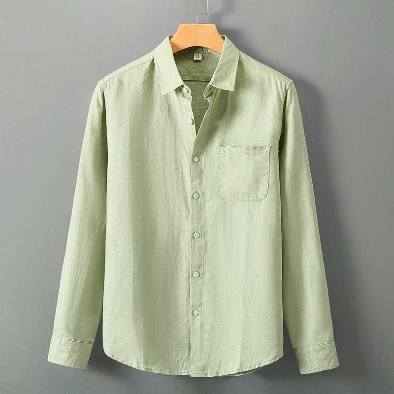 Linen Shirt Men's Long Sleeve Loose Thin Casual
