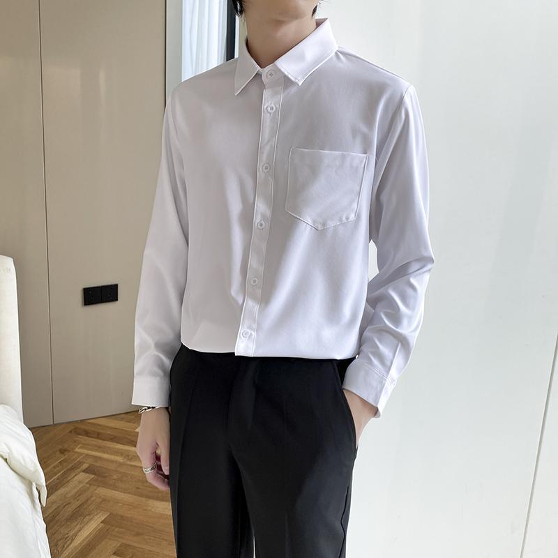 Shirt Men's Wine Red Long Sleeve Slim Fit Business