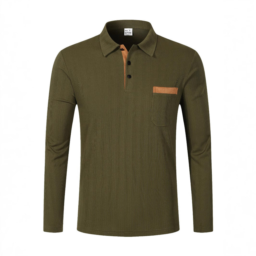 Sports Long Sleeve Lapel Men's Polo Shirt