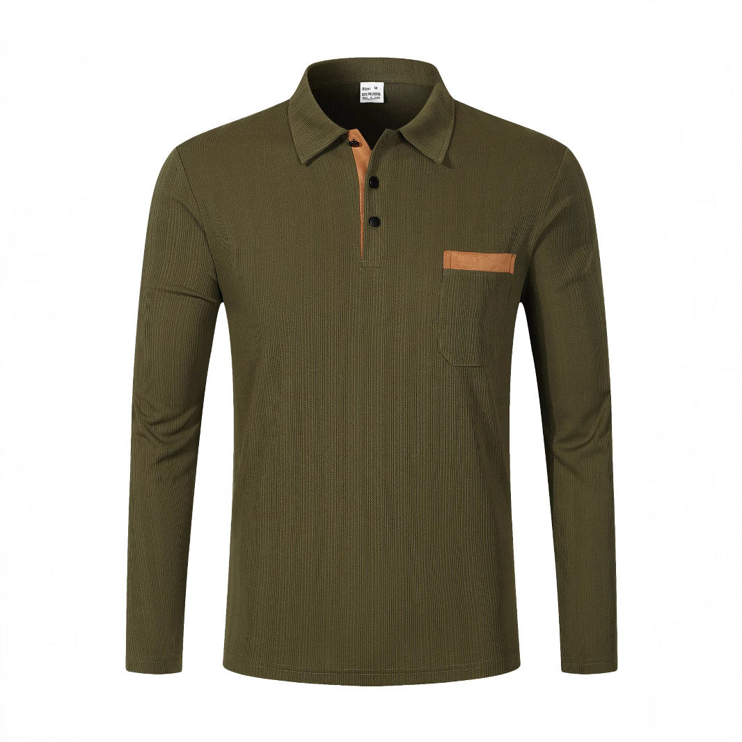 Sports Long Sleeve Lapel Men's Polo Shirt