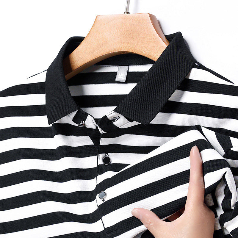 Striped Short-sleeved T-shirt Men's Young And Middle-aged Business