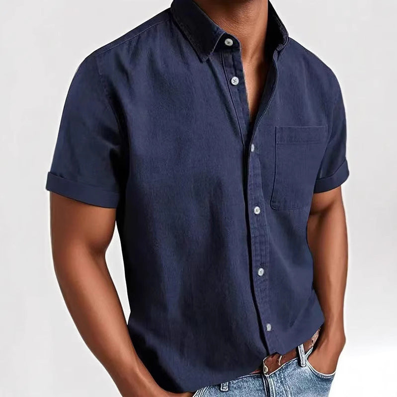 Single-breasted Shirt Men's Short Sleeve