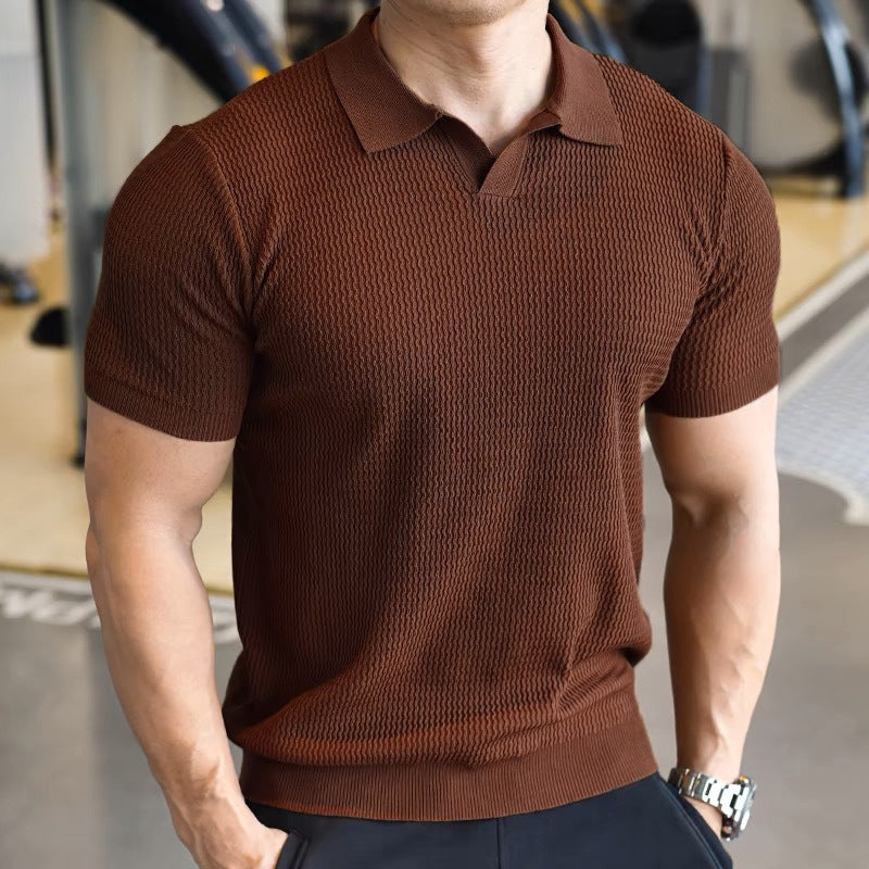 Men's Button Henry Collar Sports Polo Shirt