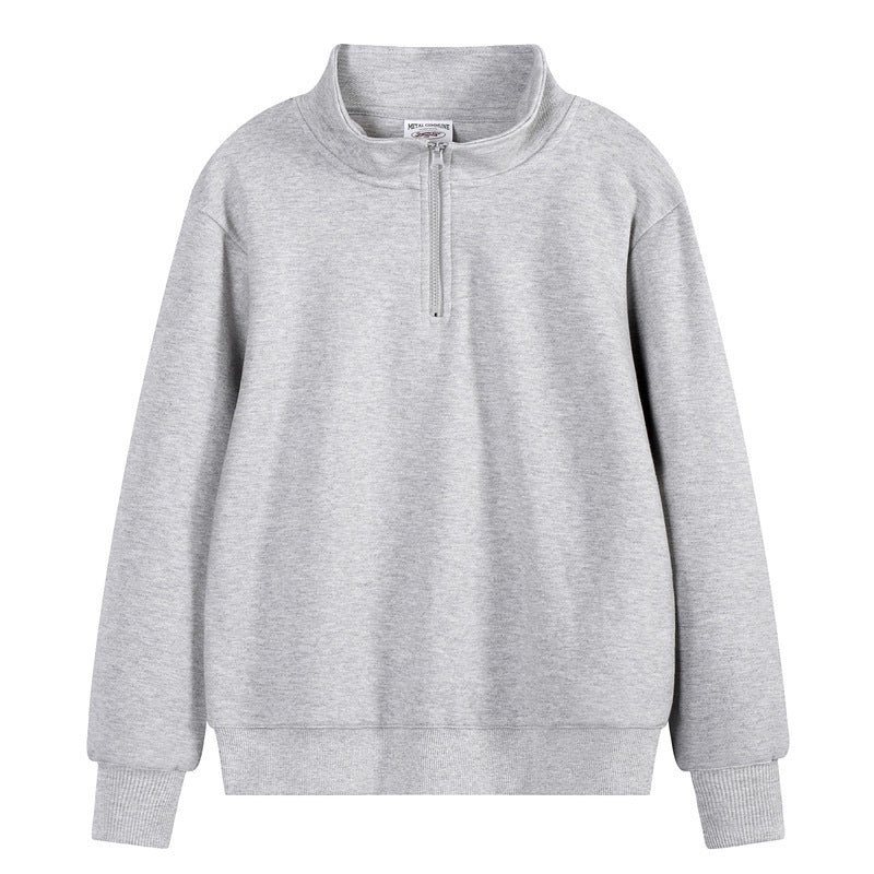Heavy Pearl Air Layer Semi-access Control Zipped Stand Collar Sports Sweater