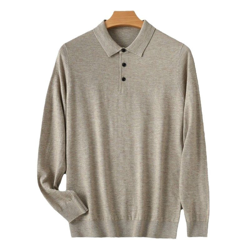 Spring And Autumn New Fashion Casual Polo Collar Long-sleeved Sweater Men