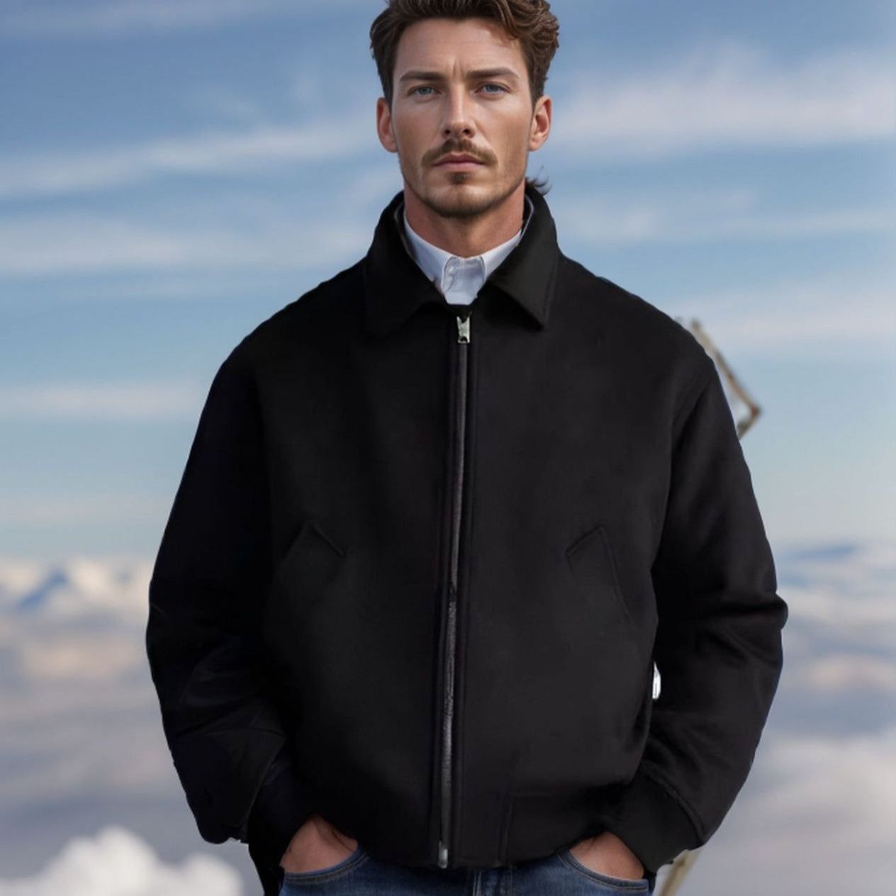 Wear Polo Collar Woolen Coat British Jacket Cardigan