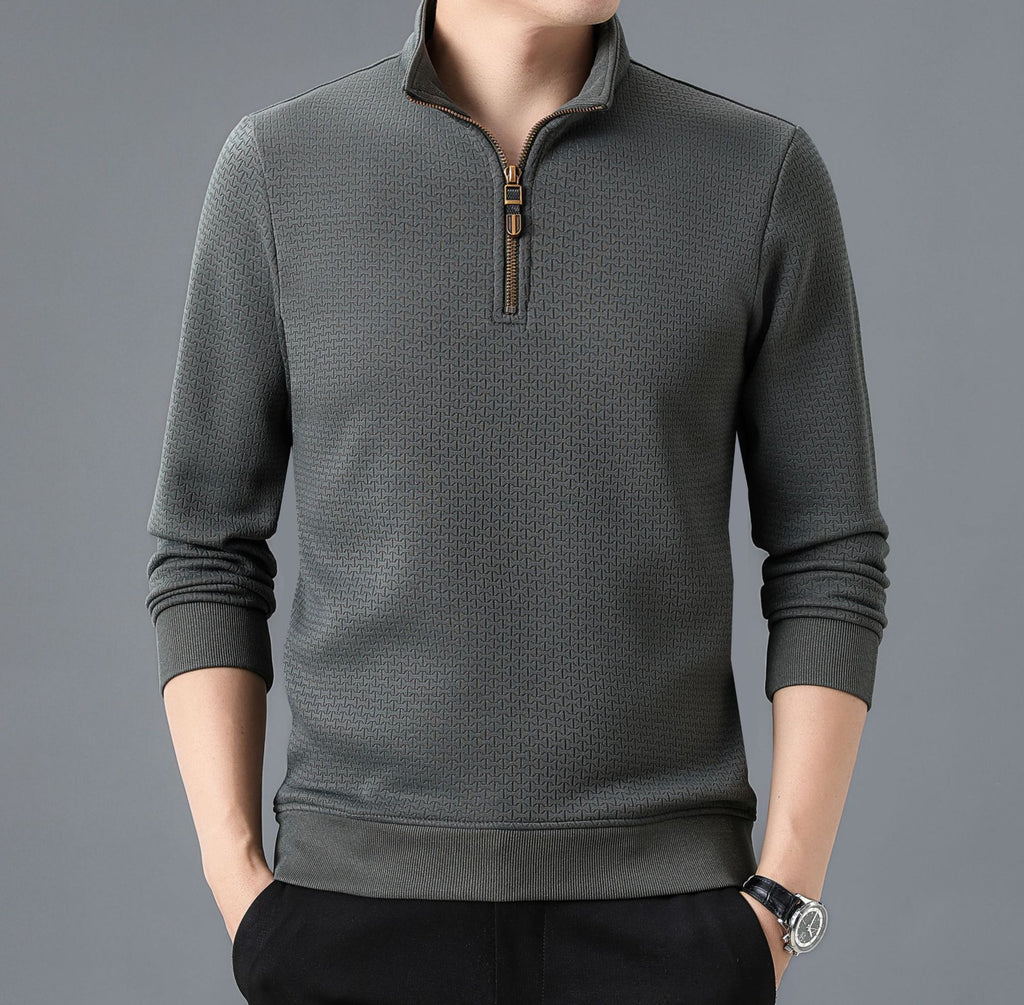 Stand Collar Half Zip Autumn And Winter Long Sleeve T-shirt Men