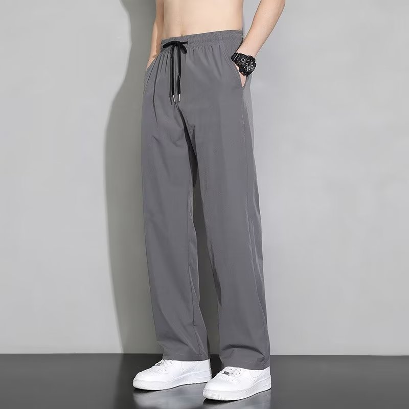 Straight Draping Effect Elastic Waist Quick-drying Casual Pants