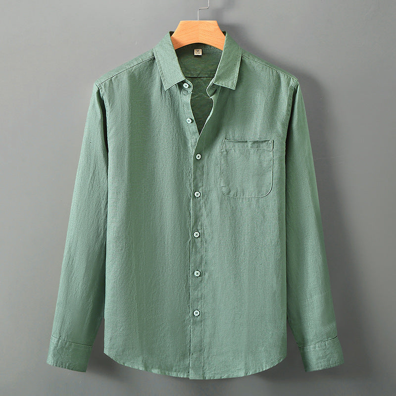 Linen Shirt Men's Long Sleeve Loose Thin Casual