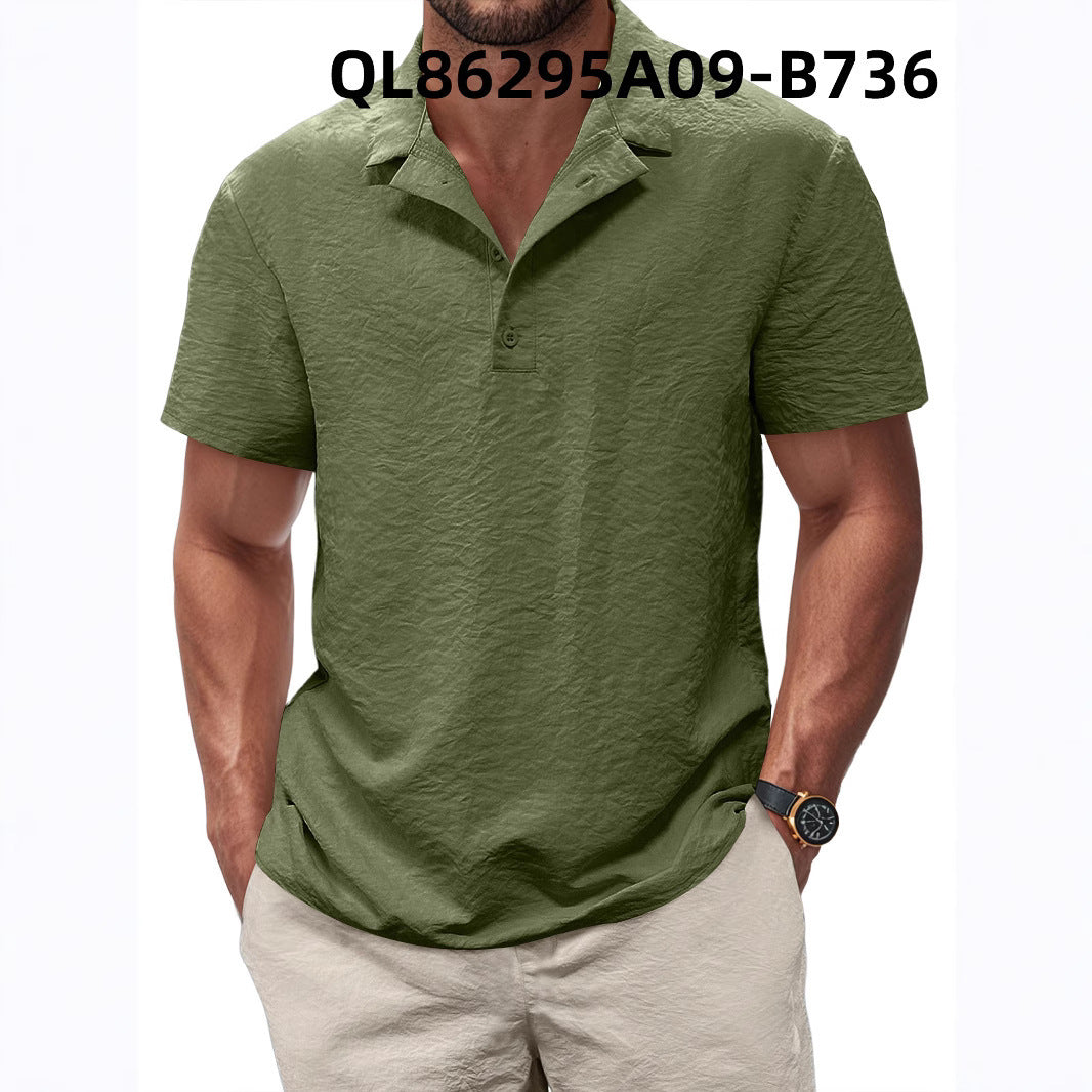 Printed Men's Loose Trendy Short Sleeve Lapel Shirt
