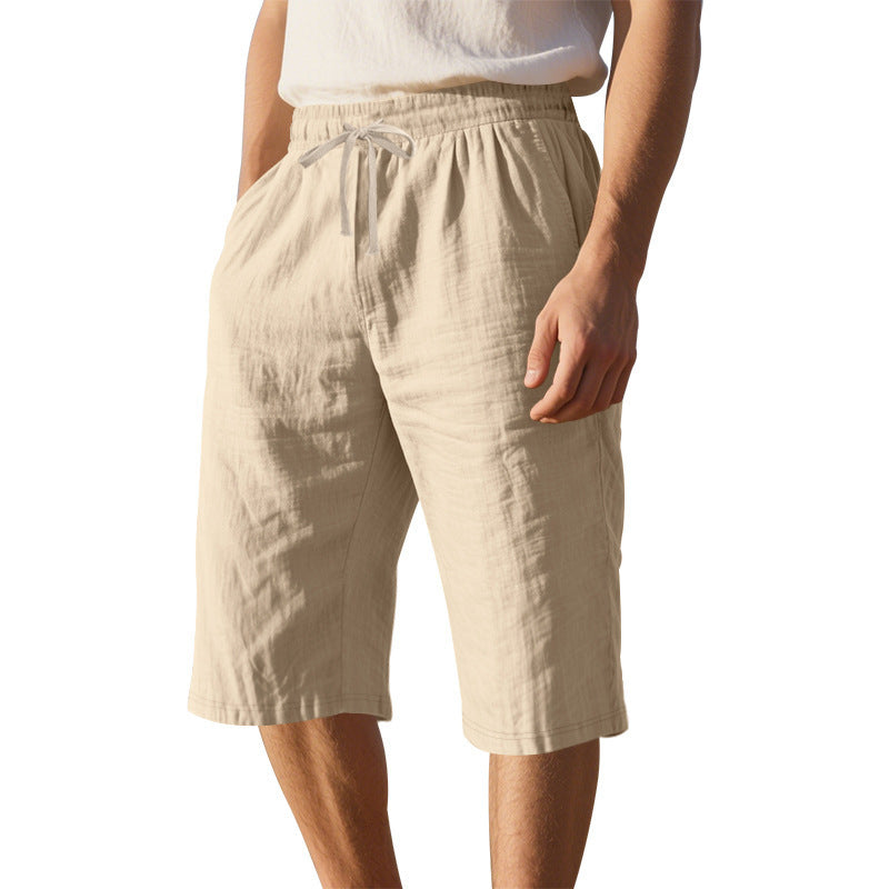 Men's Loose And Simple Solid Color Casual Linen Transparent Shorts