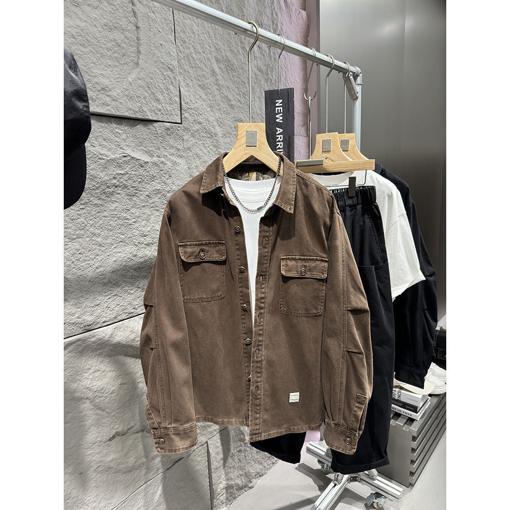 Washed Cotton Men's Workwear Loose Jacket Coat