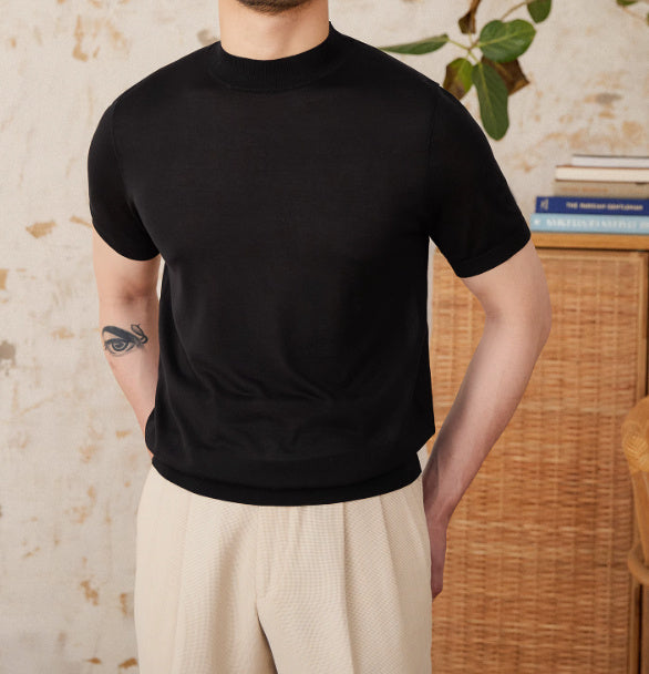 Slim Fit Small Round Neck Short Sleeve