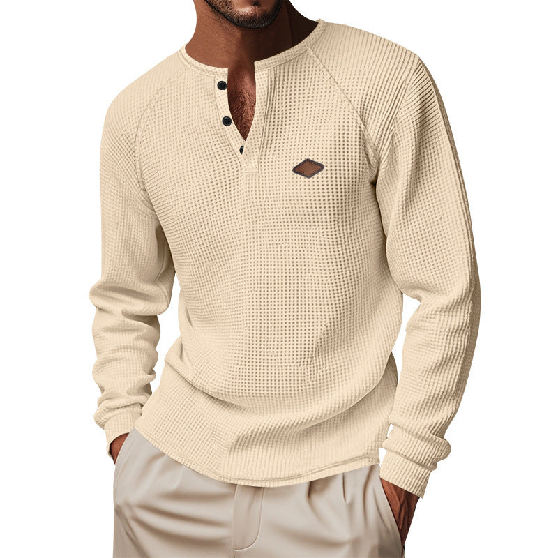 Waffle Buckle Quick-drying Raglan Henry Long Sleeve