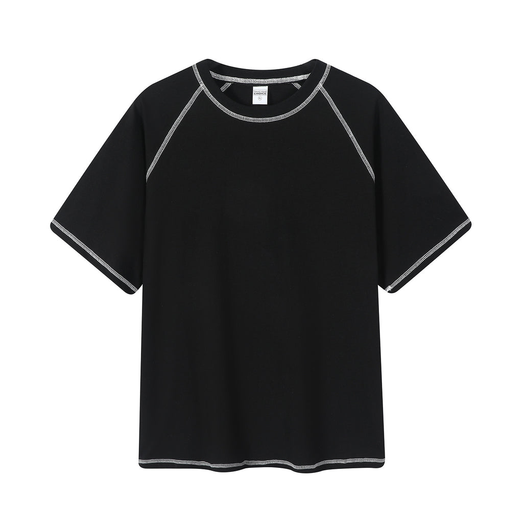 Raglan Topstitching Design Round Neck Short Sleeve T-shirt For Men