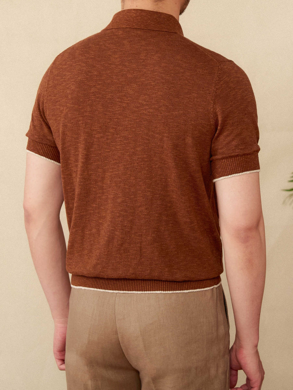Linen Cotton Blended Men's Lapel Knitted Polo Shirt