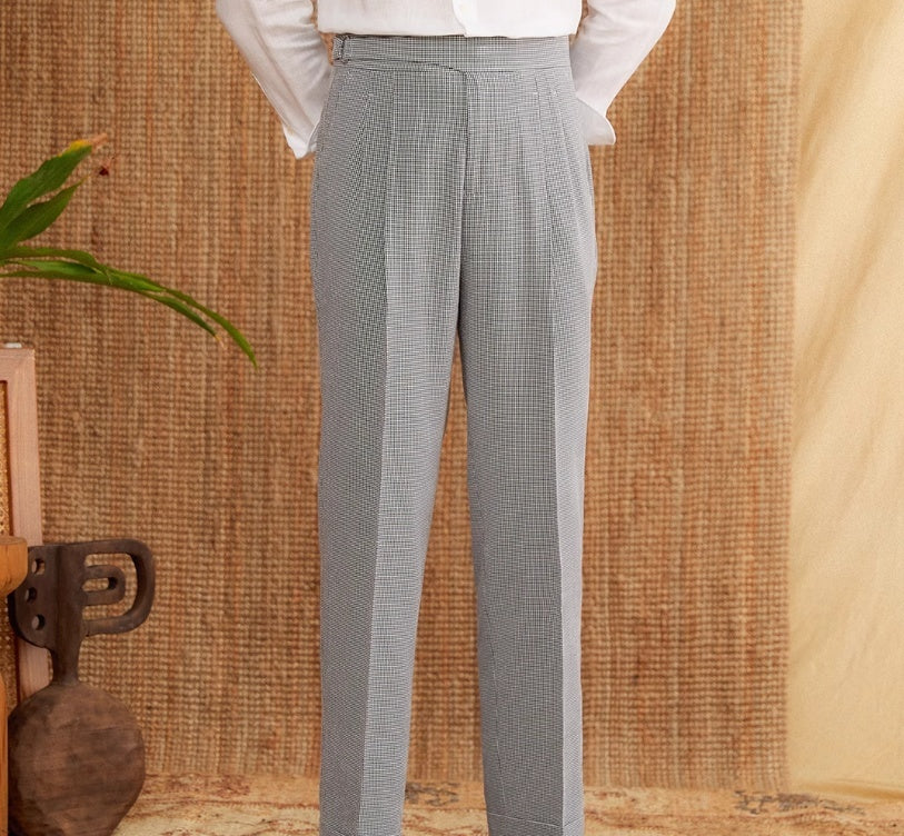 High Waist Straight Pants Houndstooth Versatile Neapolitan Breathable Casual Suit Pants