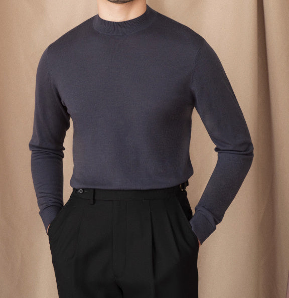 Wool British Commute Slim-fit Pullover Bottoming Shirt
