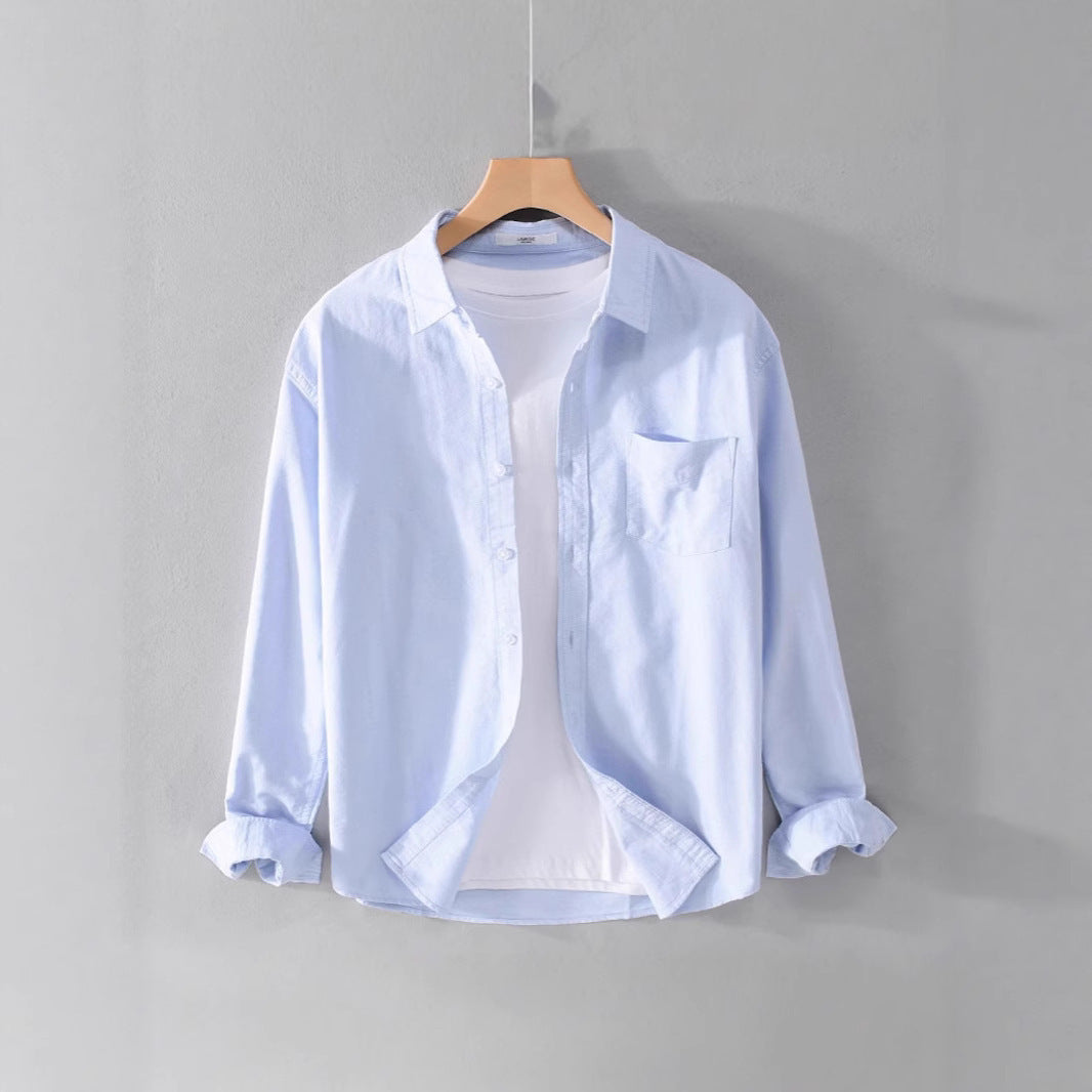 Solid Color Shirt Boys Coat Spring And Autumn Long Sleeve White Autumn Top
