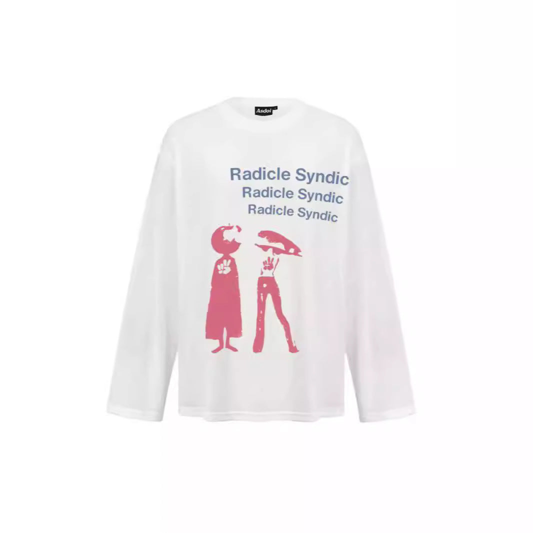 Spring And Autumn Pure Cotton Men And Women Loose Casual Top Long Sleeve