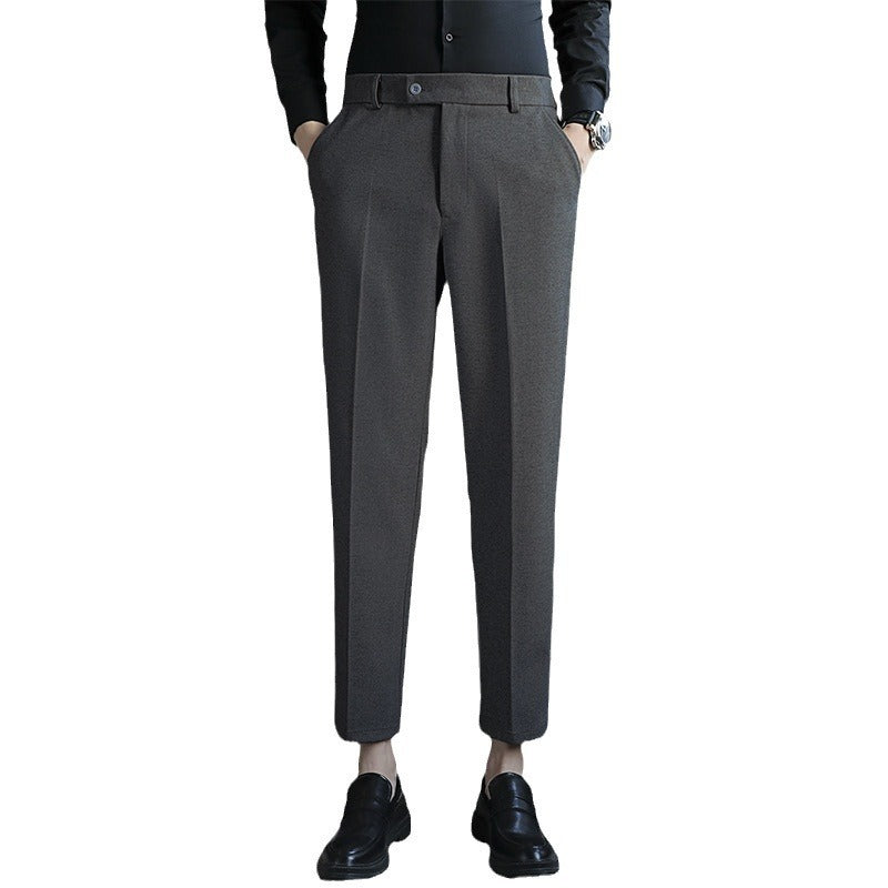 Straight Retro Brown Elastic Slim Fit Brown Casual Pants