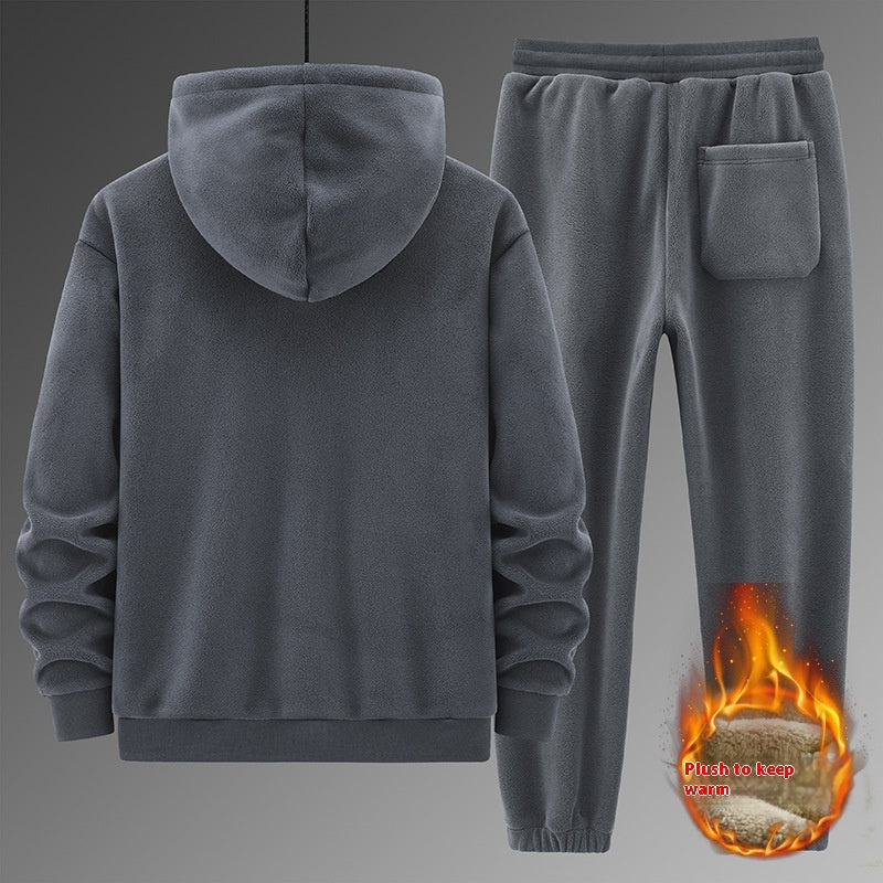 Cashmere Hooded Sweater Cotton Pants Casual Warm Keeping Sports Suit