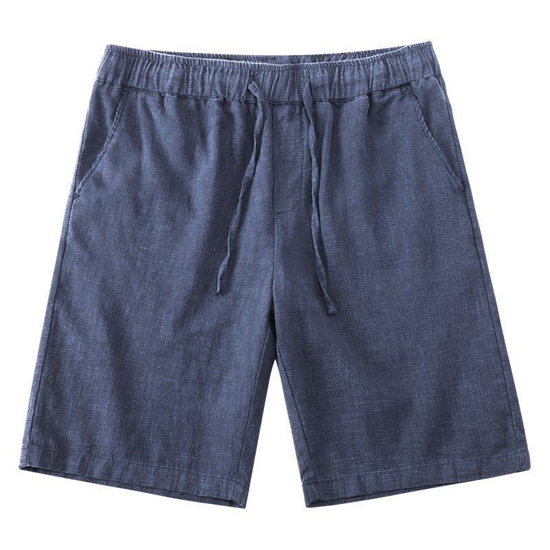 Solid Color Loose Straight Light Cotton Linen Men's Shorts