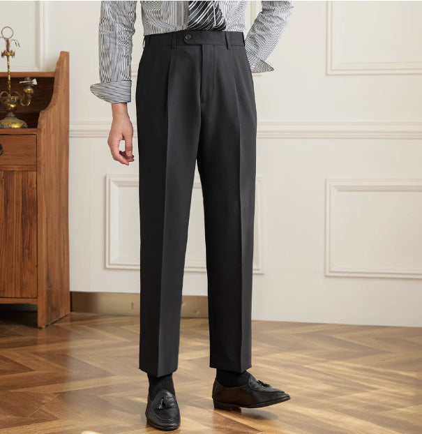 Retro Elastic Waist Non-ironing Naples Mid-high Waist Suit Pants