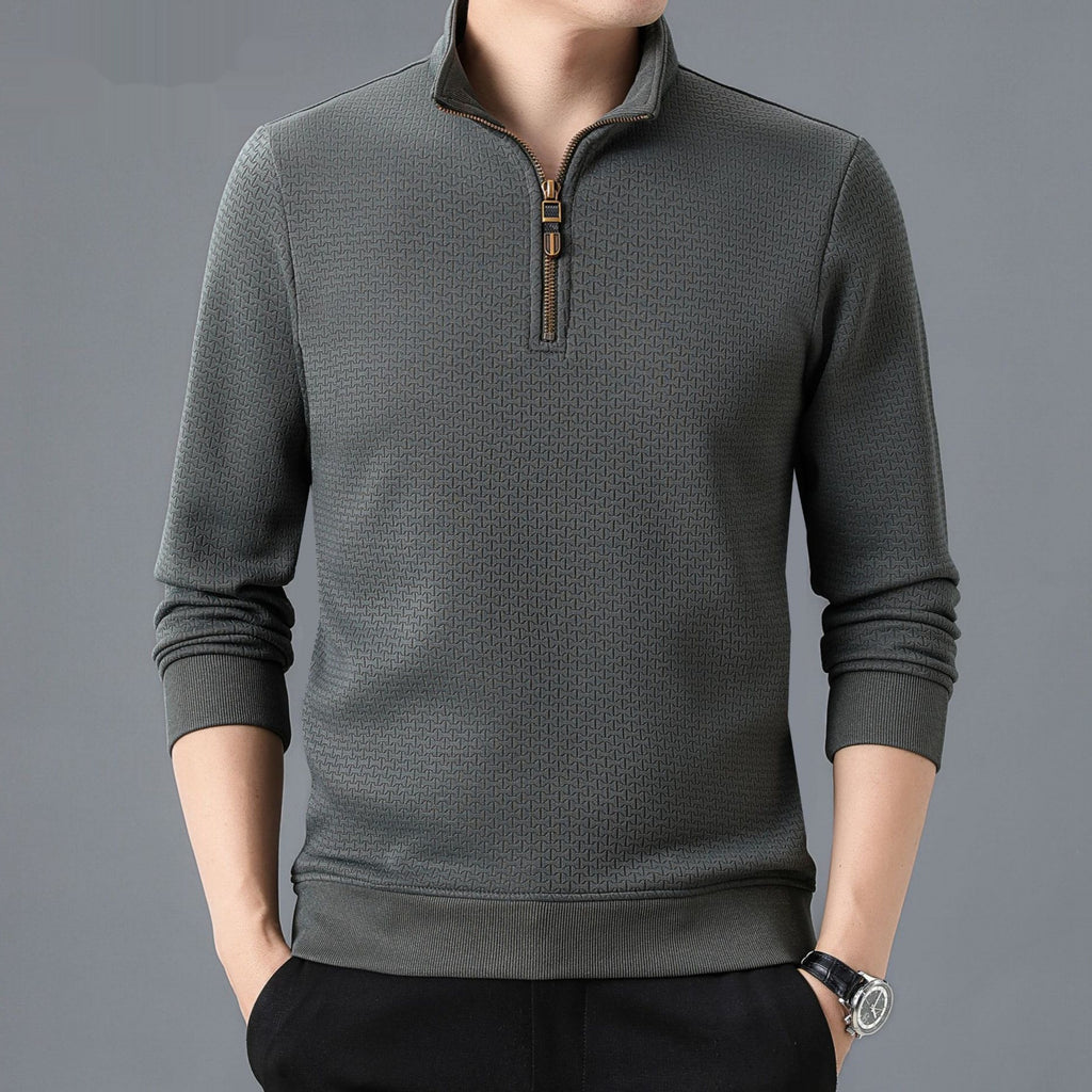 Stand Collar Half Zip Autumn And Winter Long Sleeve T-shirt Men