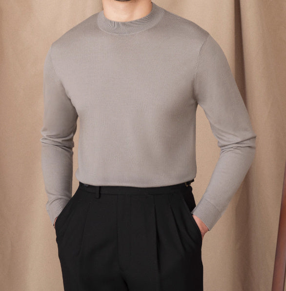 Wool British Commute Slim-fit Pullover Bottoming Shirt