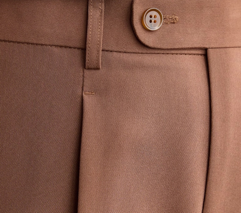 Retro Elastic Waist Non-ironing Naples Mid-high Waist Suit Pants